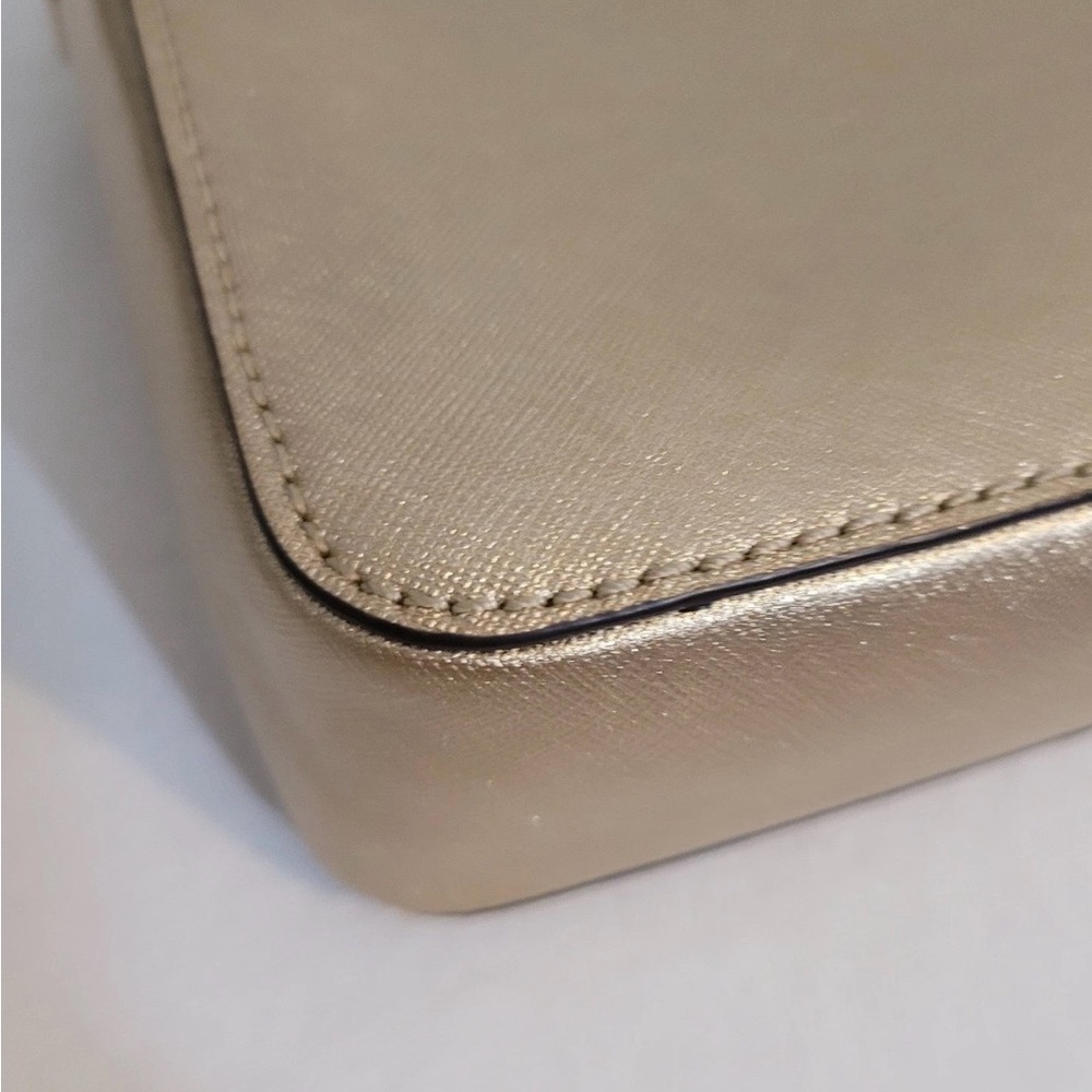 Michael Kors Jet Set Travel Metallic Gold Leather Crossbody Bag - Picture 9 of 16